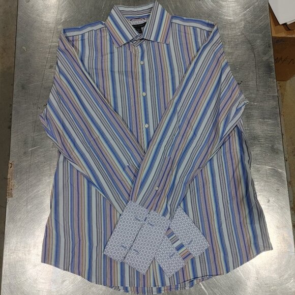 Excellent Condition Banana Republic Striped Button Dress Shirt Size 16-16.5 L - Picture 1 of 4